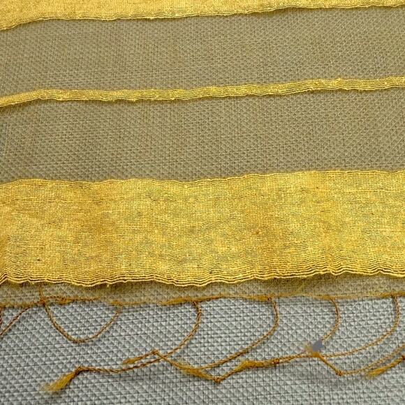 Pure 100% Silk Hand Woven Scarf Wrap Sheered Fringed Fusion Gold Made in India - Picture 5 of 7